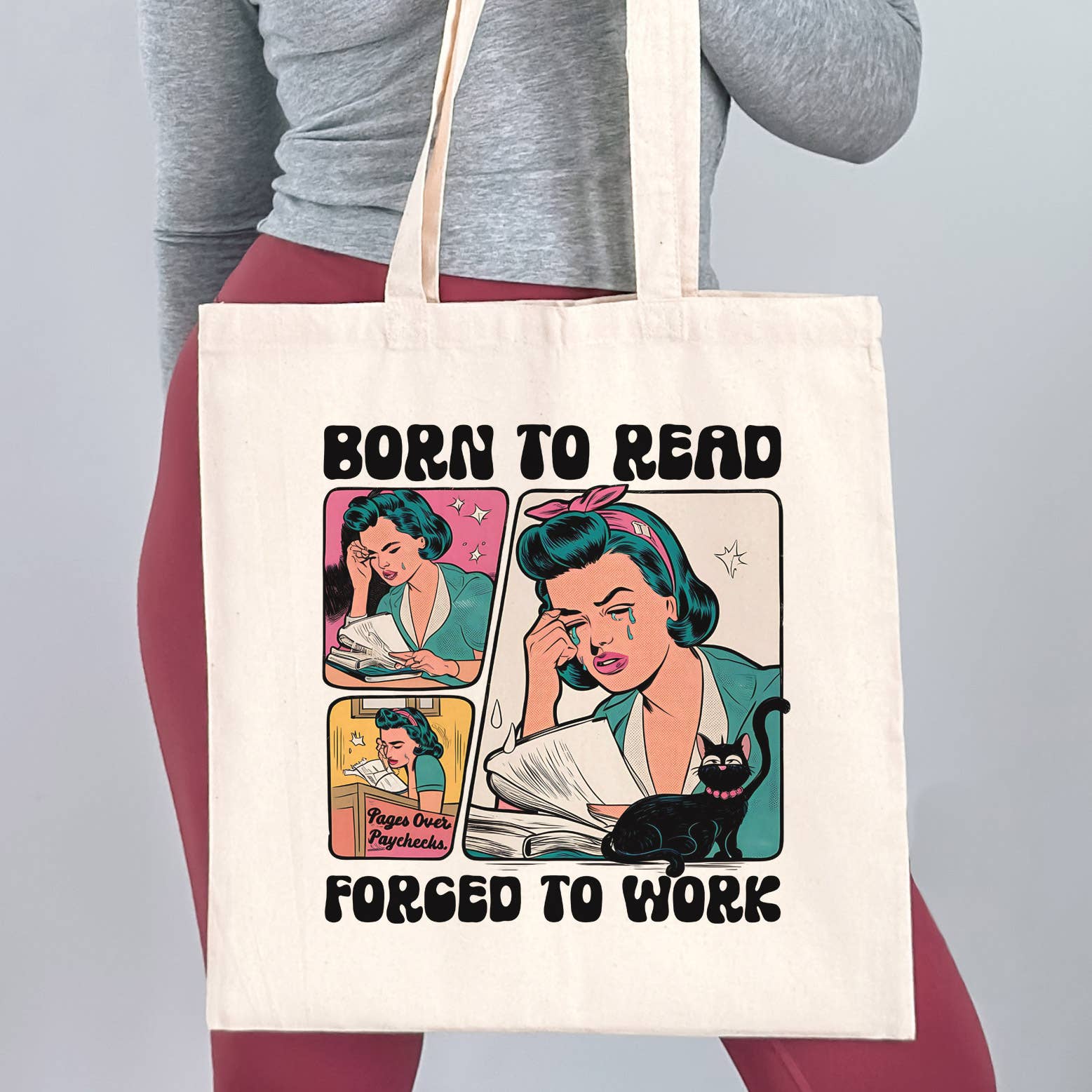 Born To Read forced to work Canvas Tote Bag