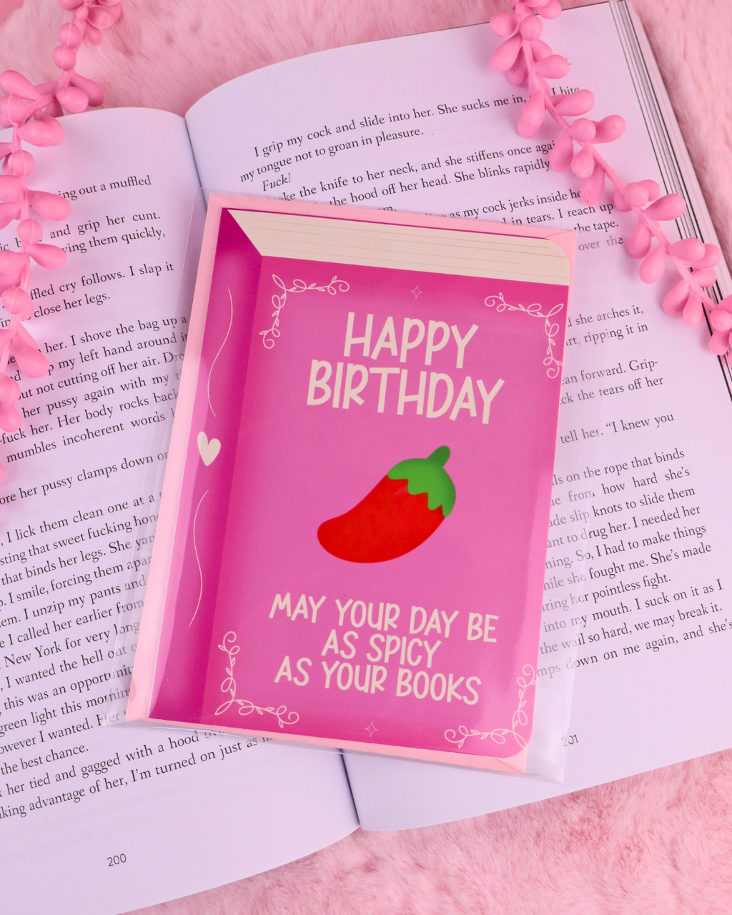 Spicy Romance Reader Bookish Birthday Card
