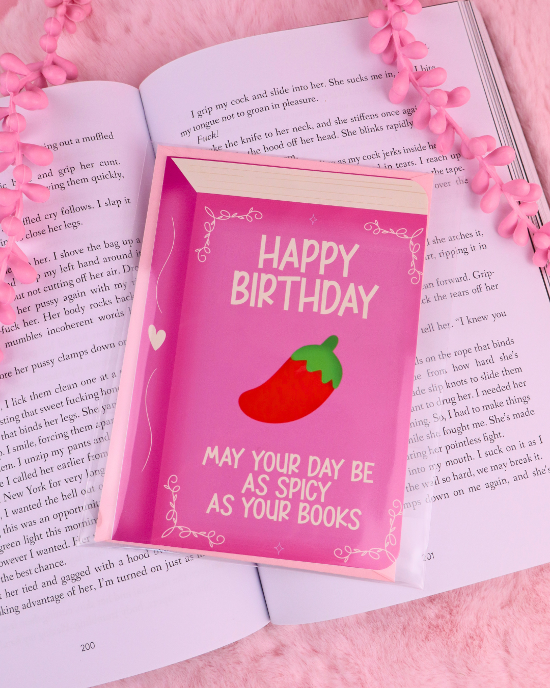 Spicy Romance Reader Bookish Birthday Card