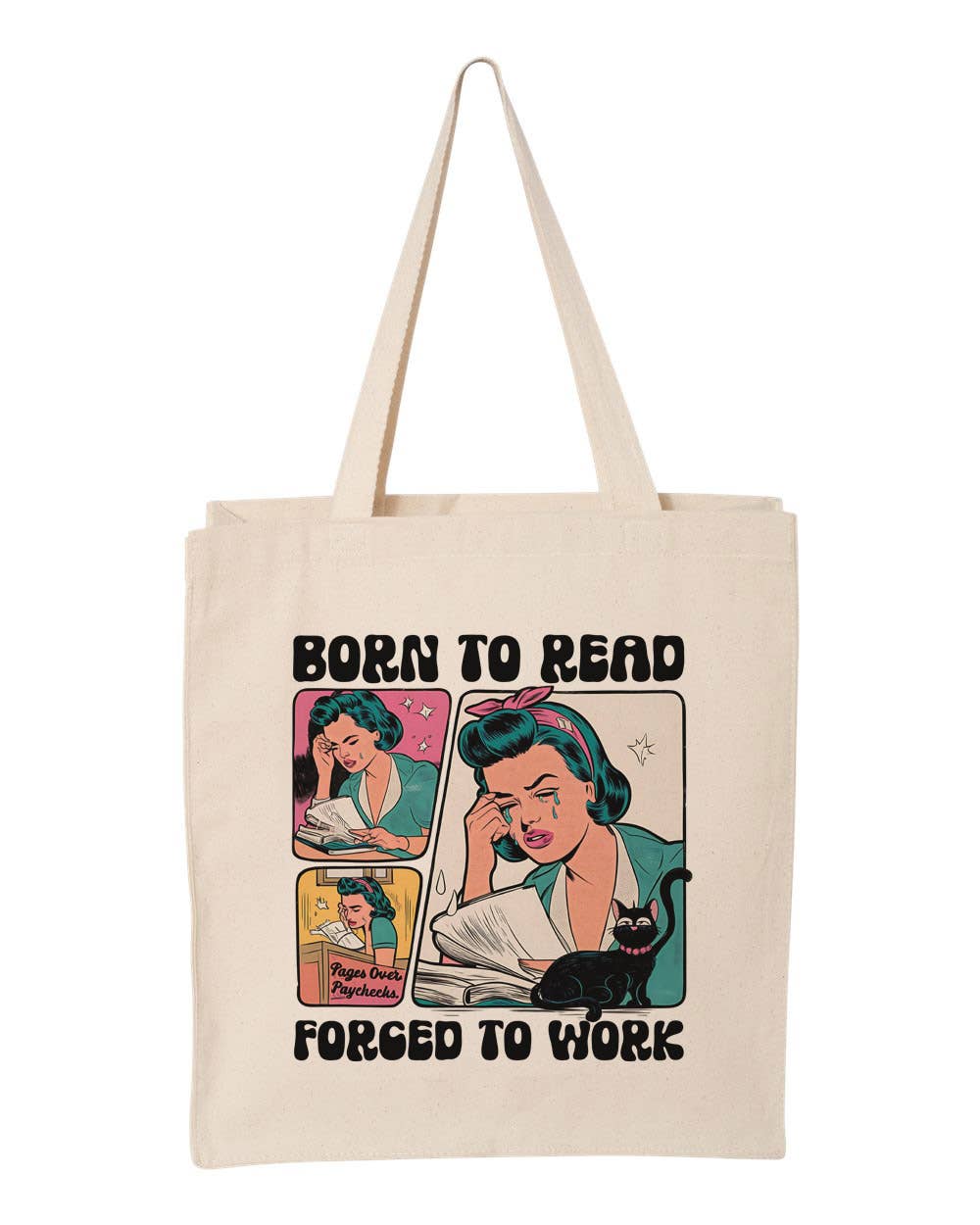 Born To Read forced to work Canvas Tote Bag