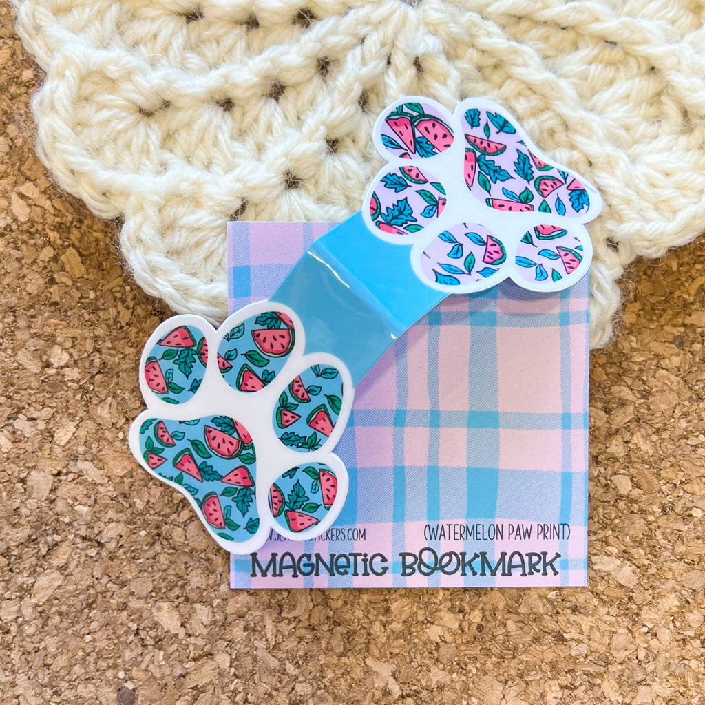 Watermelon Paw Print Magnetic Bookmark