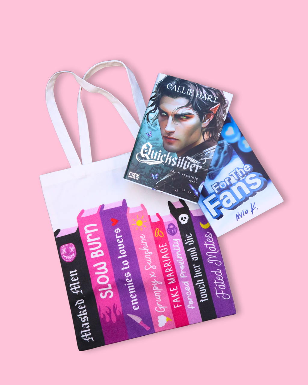 Bookish Trope Canvas Tote for Book Lovers and Romance Reader