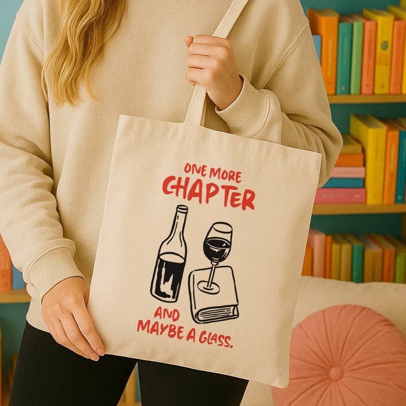 Books and Wine Bookish Canvas Tote Bag