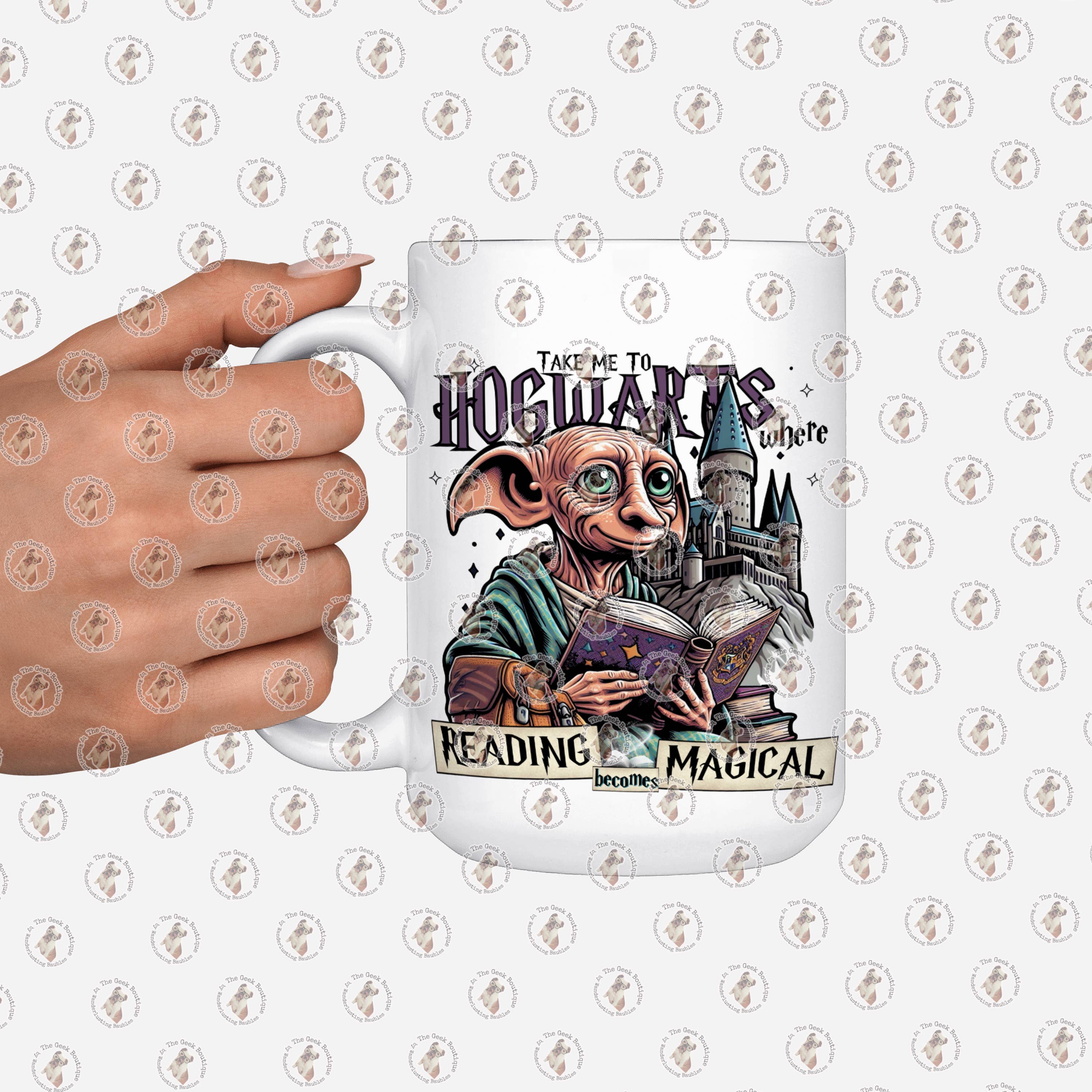 Reading Is Magical Wizard Elf Bookish Ceramic Mug - 15 Oz