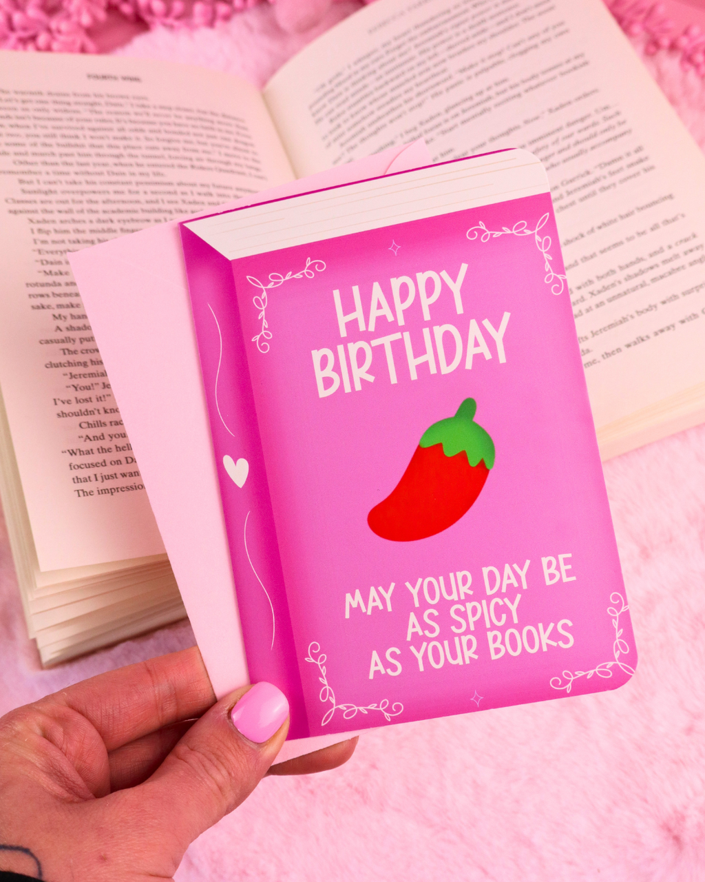 Spicy Romance Reader Bookish Birthday Card