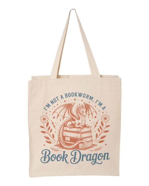 Book Dragon Book Lover Canvas Tote Bag